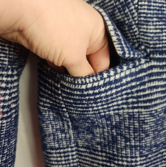 J.Crew Classic Preppy Winter Wool Blend Tailored Topcoat Navy Blue Plaid 2 - Picture 7 of 16